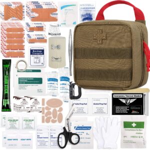 everlit 180 pieces tactical first aid kit ifak molle emt pouch outdoor camping emergency kits for for camping boat hunting hiking home car earthquake and adventures