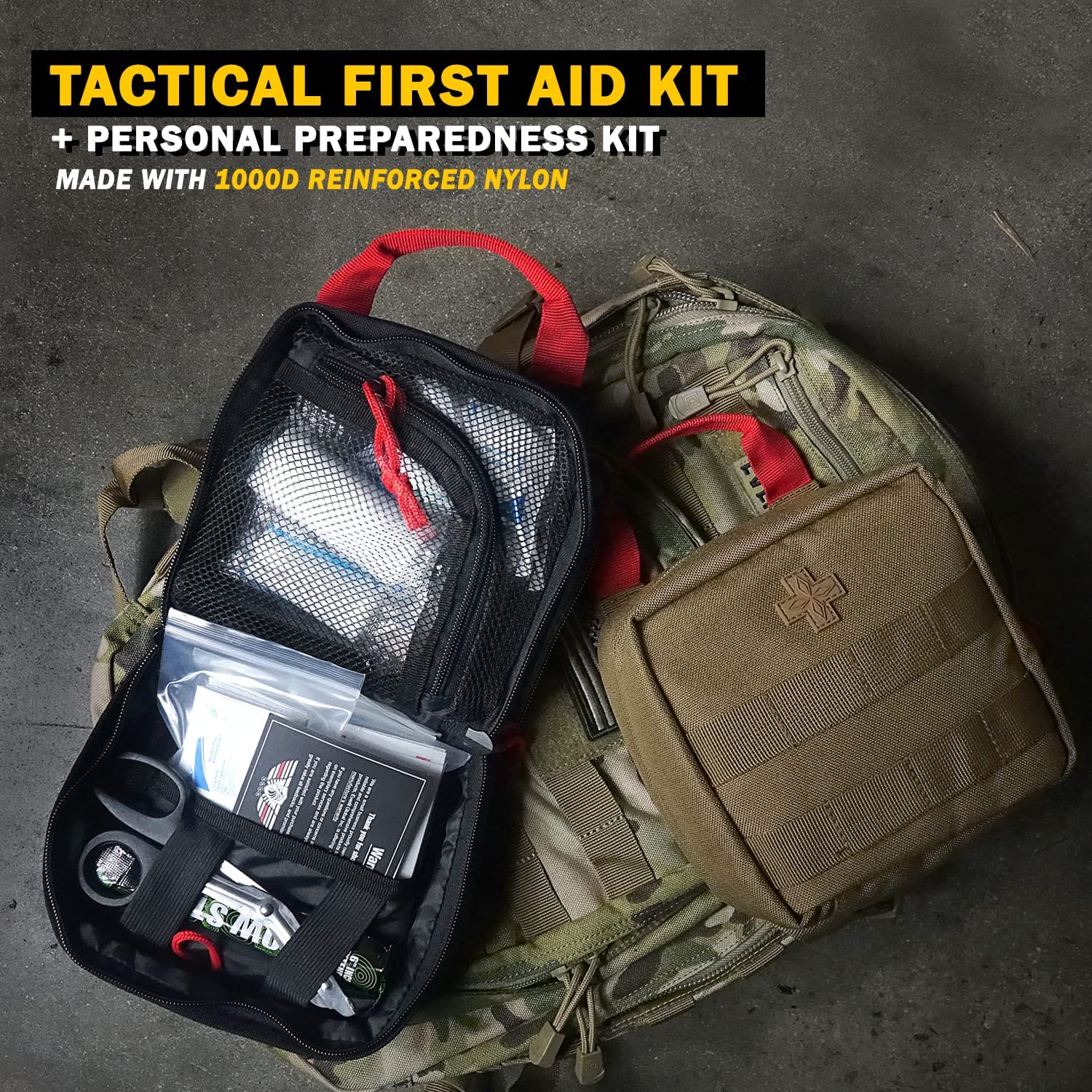 Everlit 180 Pieces Tactical First Aid Kit IFAK Molle EMT Pouch Outdoor Camping Emergency Kits for for Camping Boat Hunting Hiking Home Car Earthquake and Adventures