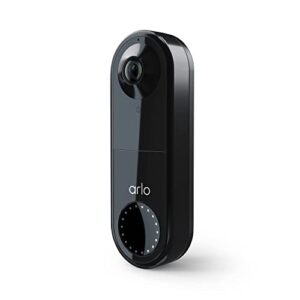 arlo essential wired video doorbell - hd video, 180° view, night vision, 2 way audio, black - avd1001b
