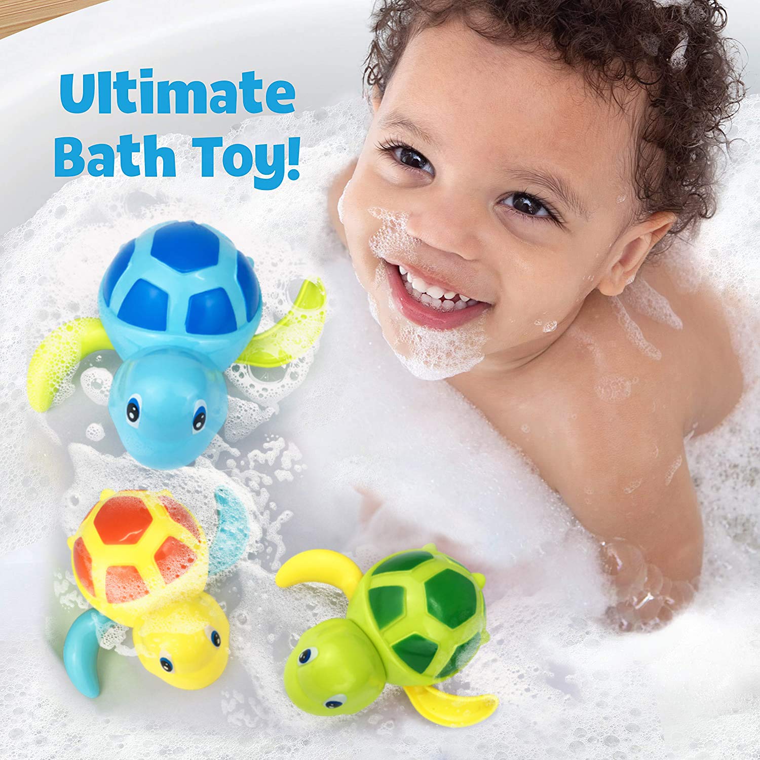 Bath Toys for Toddlers 1 2 3 4 5 Years Old,Pool Toys for Kids,Baby Funny Wind Up Swimming Turtle Bath Toy,Cute Floating Bathtub Water Toys,Gift for Preschool Child Boys Girls (3 Pcs)