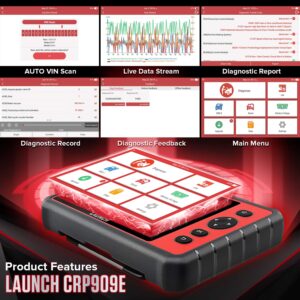 2024 LAUNCH CRP909e Full System OBD2 Scanner, OE-Level Diagnostic Tool, 28+ Reset Scanner, Injector Coding, ABS Bleeding, Auto Vin 2 Yrs Free Update