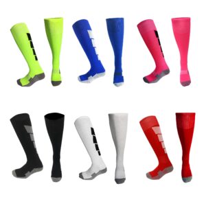 vwu unisex knee high double stripes athletic soccer football tube socks for adults&children (multi c, small)