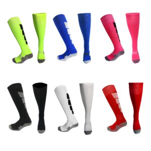 VWU Unisex Knee High Double Stripes Athletic Soccer Football Tube Socks for Adults&Children (Multi C, Small)