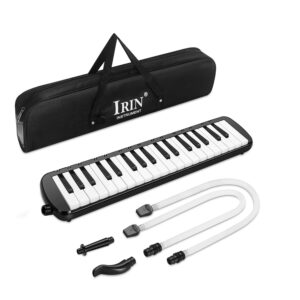 flexzion melodica instrument 37 keys air keyboard piano for kids and adults, beginner-friendly blow keyboard wind instrument, portable keyboard harmonium instrument (black)