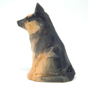 Hand Carved Wooden German Shepherd Figurine - Miniature Dog Sculpture for Home Decor, Small Animal Statue, Garden Ornament Pet Lover Enthusiast Collectible