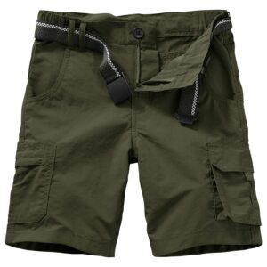 kids boy's youth hiking casual quick dry shorts, lightweight cargo tatical zipper pockets camping travel shorts (9048 army green l 11-12 years)