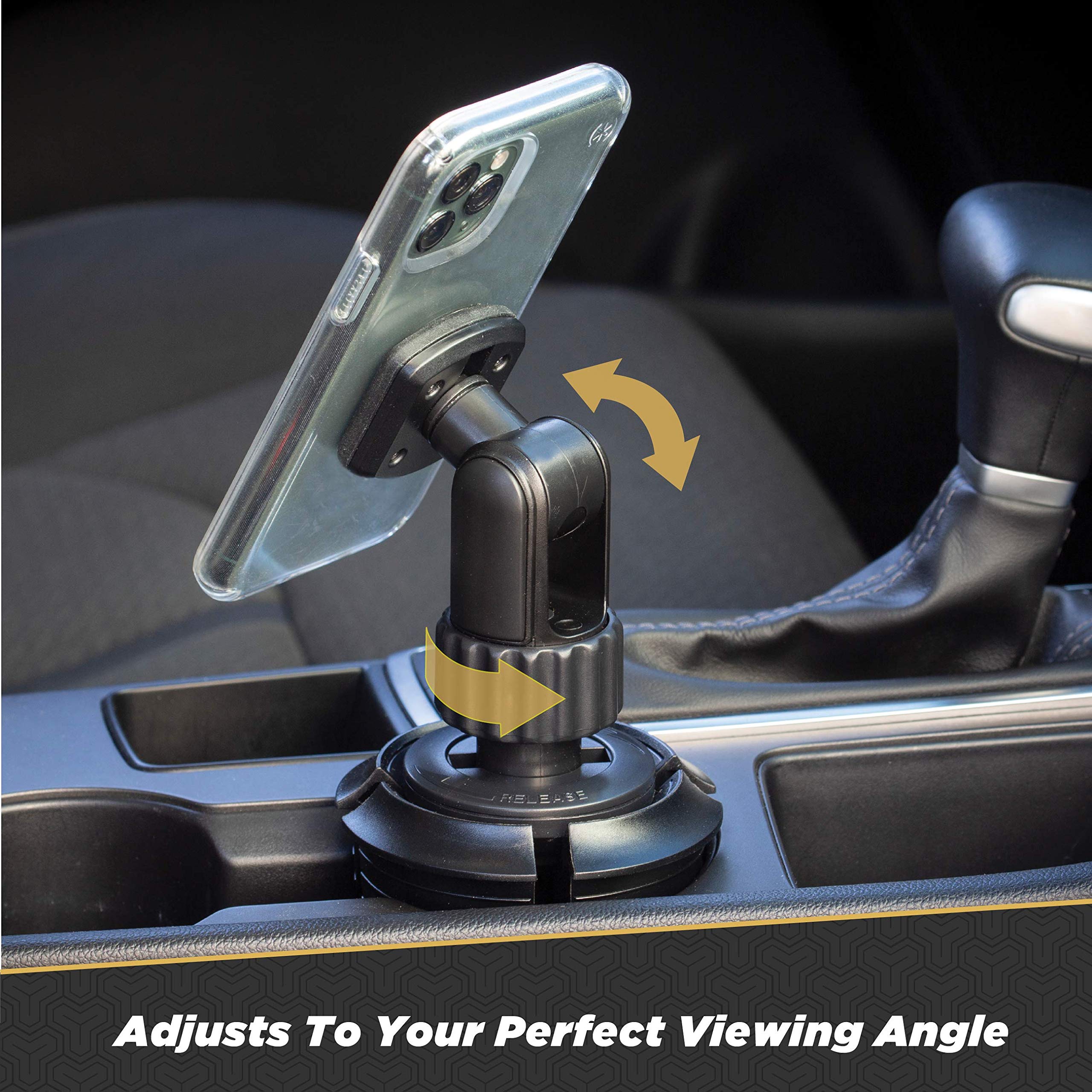 Scosche MAGCUP2M-SP1 Magnetic Cup Phone Holder Mount for Mobile Devices, Adjustable Universal Base for Most Vehicle Cupholder Sizes, Black