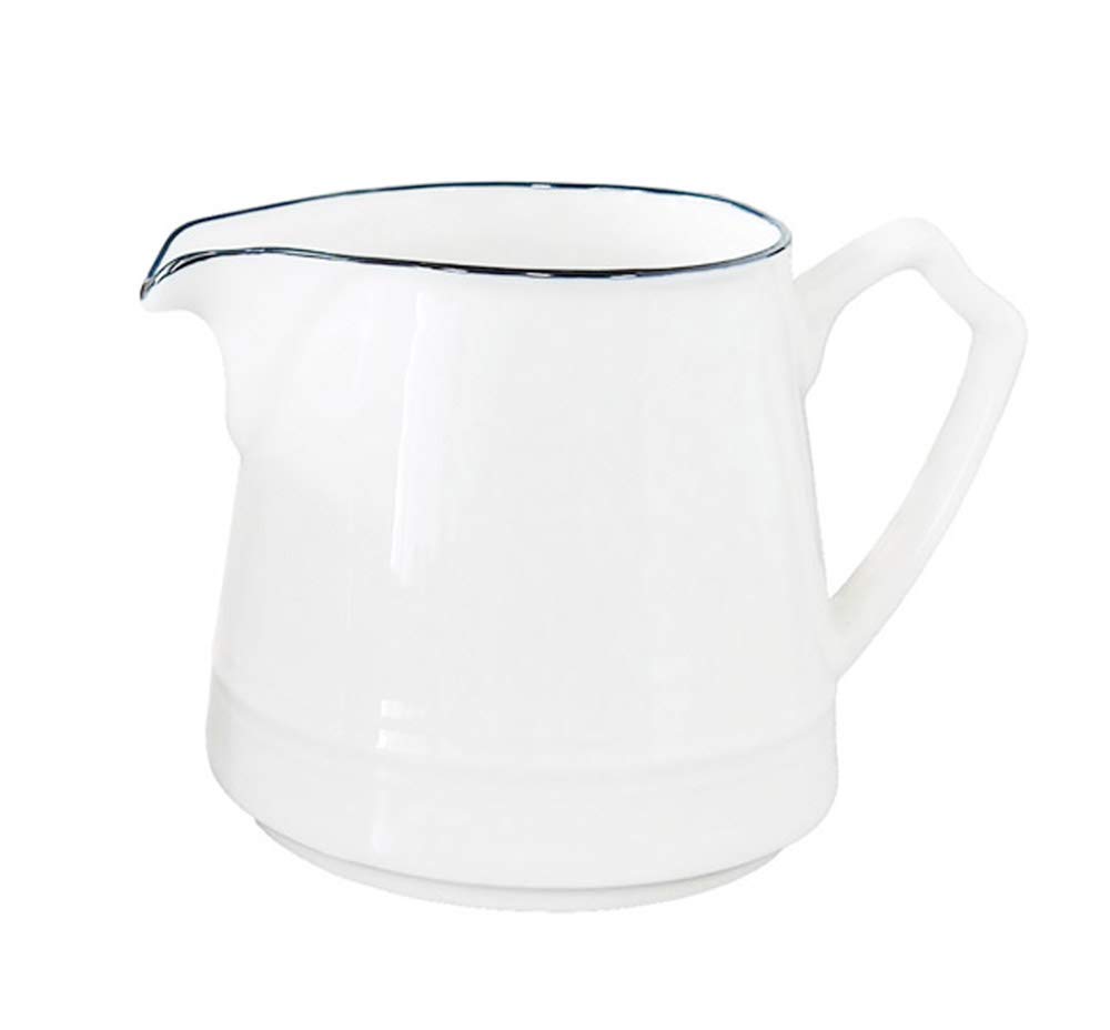 FUYU Simple White Ceramic Creamer with Handle, Coffee Milk Creamer Pitcher