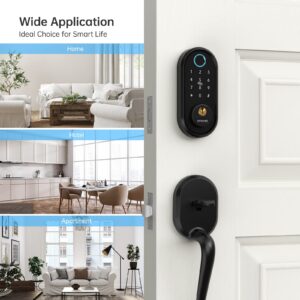 Smart Lock, SMONET Fingerprint Door Lock Smart Deadbolt Keyless Entry - Electronic Digital Keypad with Biometric Fingerprint, Smartphone App Auto Lock Bluetooth Keys Fobs Smartlock for Alexa, Home