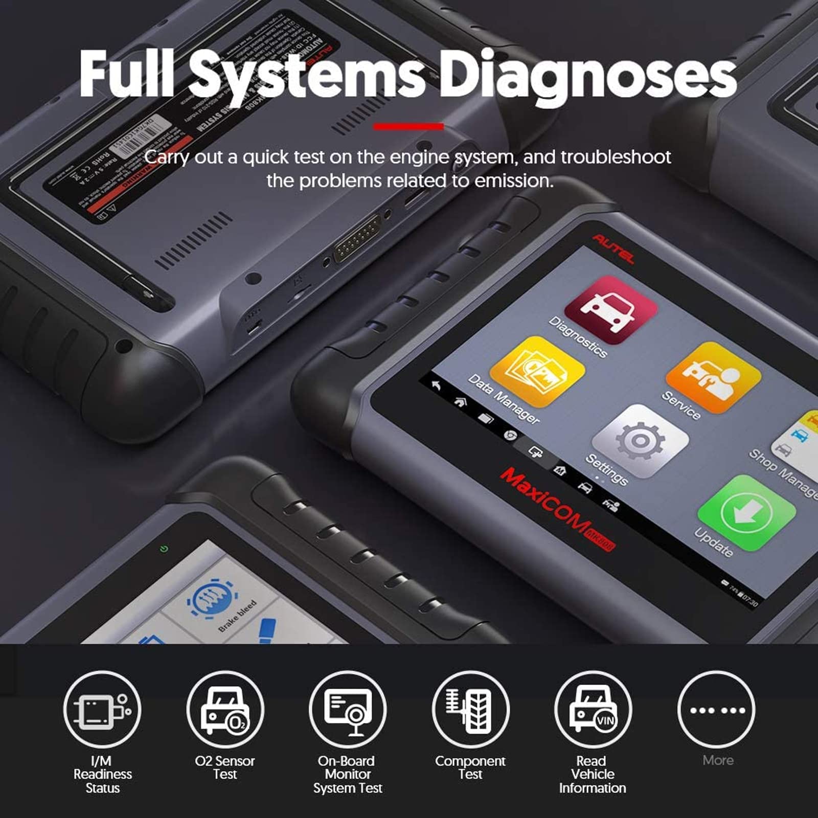 Autel MaxiCOM MK808 Scanner, 2024 Newest Car Diagnostic Scan Tool Same as MX808 MK808Z, All System Diagnosis and 28+ Service, Active Test, Bi-Directional Control, AutoAuth FCA SGW, 21+ Language