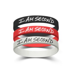 3-pack i am second youth/petite multi-color silicone wristband bundle