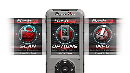 NEW SUPERCHIPS FLASHCAL F5 IN-CAB TUNER,GASOLINE,COMPATIBLE WITH 1999-2020 FORD F-SERIES GAS TRUCKS,1999-2018 FORD F-SERIES DIESEL TRUCKS & 2019 FORD F-150 3.0L POWER STROKE DIESEL ENGINES