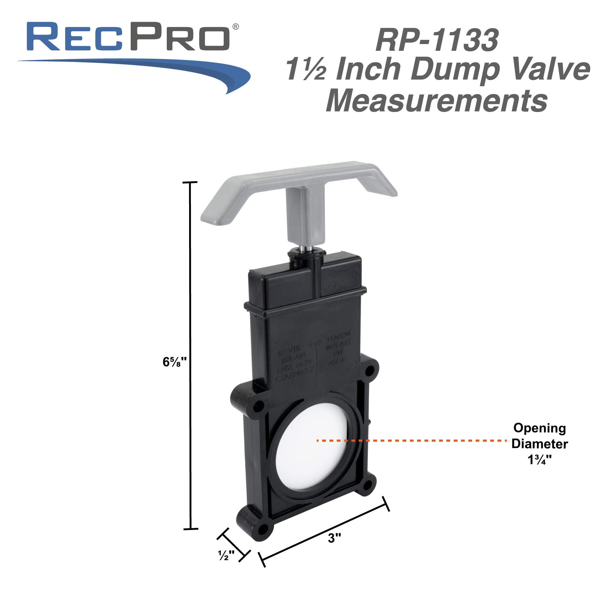 RecPro RV Waste Valve | 3924111 | Sewage Waste Valve | 1.5 Inch Waste Valve