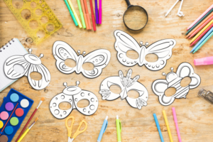 printable color your own spring mask kit