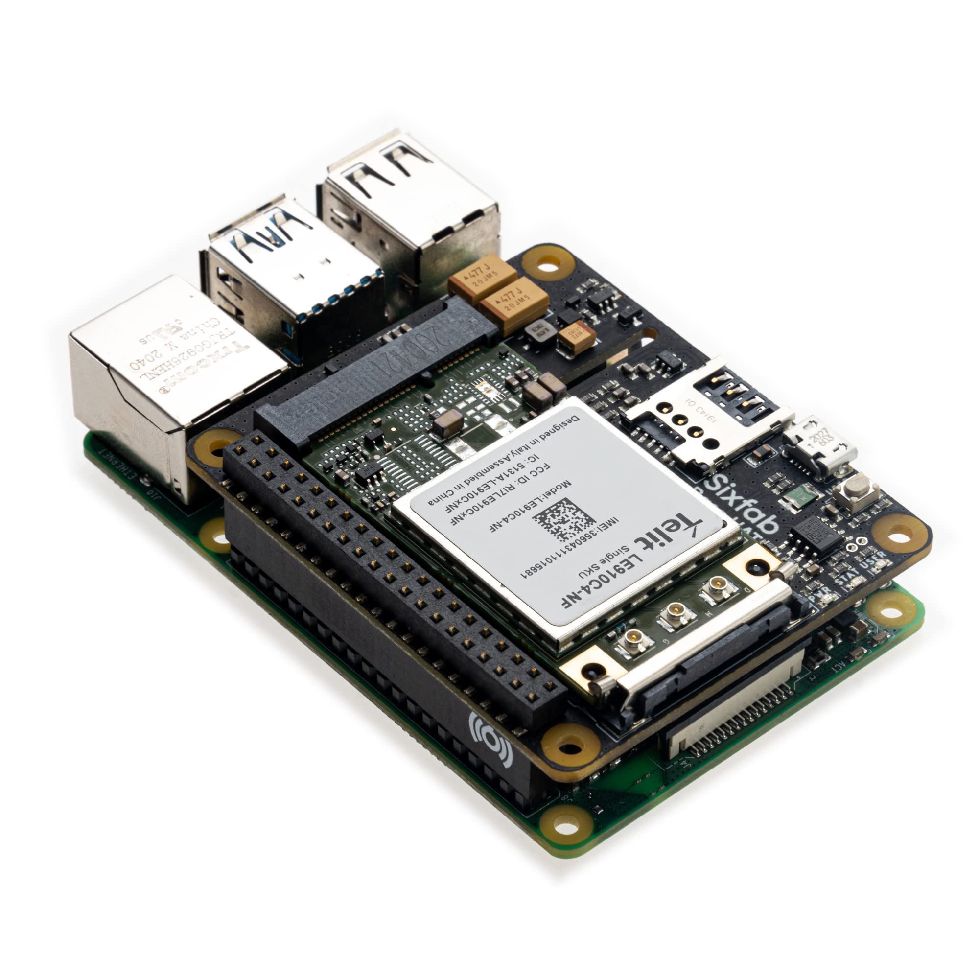 Raspberry Pi 4G/LTE Cellular Modem Kit - Hardware | Global IoT SIM Card w $25 Free Credit | Free Cloud Software | Remote Network Monitoring | Remote Terminal Access