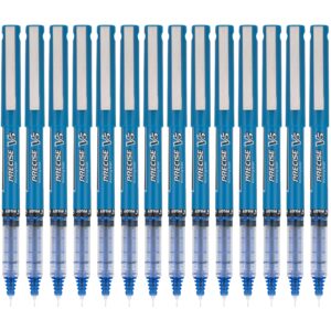 pilot, precise v5, capped liquid ink rolling ball pens, extra fine point 0.5 mm, blue, pack of 14