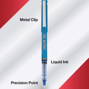 Pilot, Precise V5, Capped Liquid Ink Rolling Ball Pens, Extra Fine Point 0.5 mm, Blue, Pack of 14