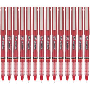 pilot, precise v5, capped liquid ink rolling ball pens, extra fine point 0.5 mm, red, pack of 14