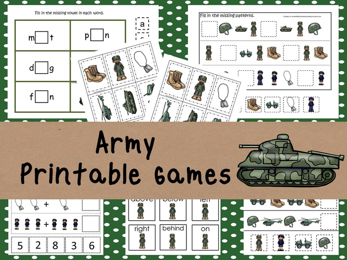 30 Printable Army themed Games and Activities