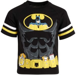 warner bros. batman boys superhero short sleeve graphic logo t-shirt (toddler/little/big boys), size 5/6, batman stripe black