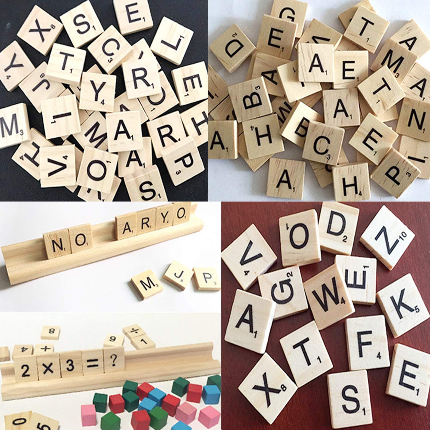 1000PCS Wooden Scrabble Tiles, Scrabble Letters for Crafts - Making Alphabet Coasters and Scrabble Crossword Game