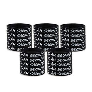 i am second 25-pack classic adult black silicone wristbands
