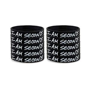 i am second 10-pack classic adult black silicone wristbands