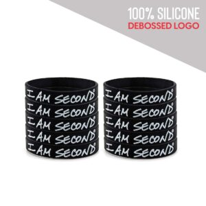 I Am Second 10-Pack Classic Adult Black Silicone Wristbands