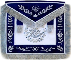 regalia lodge masonic blue past master apron bullion hand embroidered vine work (satin)
