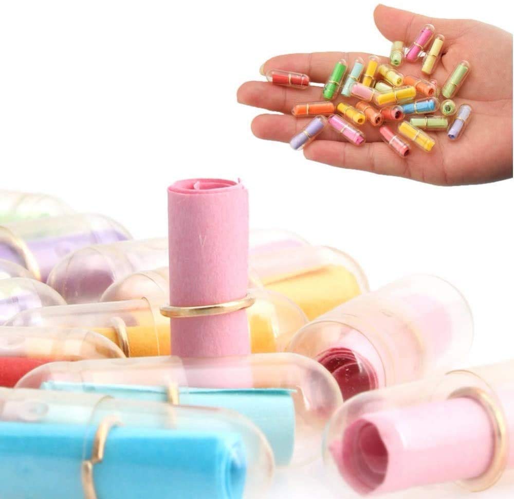 GBSTORE 50 Pcs Message in a Bottle Capsule Letter Cute Love Friendship Color Pill