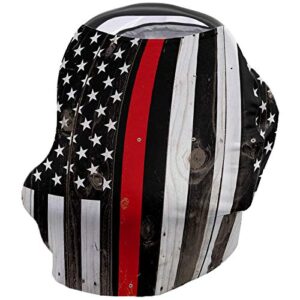 breastfeeding nursing cover multi use for baby car seat usa flag, thin red line firefighter respect stretchy breathable scarf shawl for stroller high chair - shopping cart canopy for boys girls