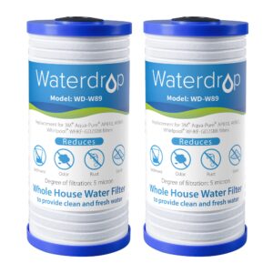 waterdrop ap810 whole house water filter, replacement for 3m® aqua-pure® ap810, ap801, ap811, whirlpool® whkf-gd25bb, whkf-dwhbb, 5 micron, 10" x 4.5", well & tap water filter, pack of 2