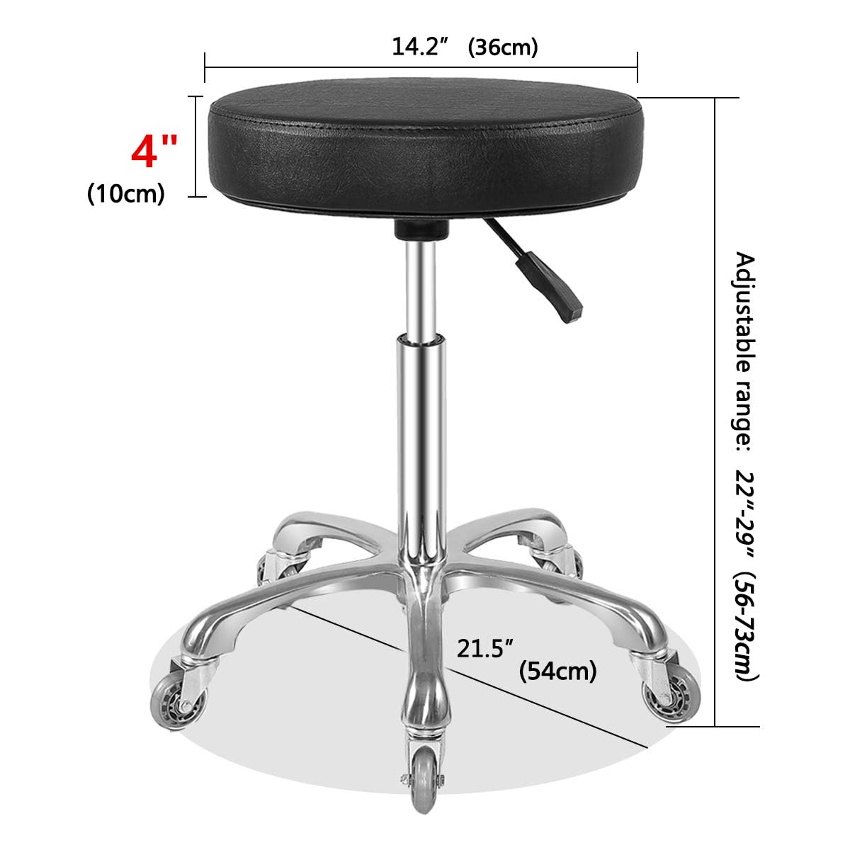 Ainilaily Rolling Stool with Wheels, Heavy Duty Hydraulic Stool for Shop Guitar Lab Tattoo Workbench Medical,Adjustable Massage Swivel Stool Chair (Black)