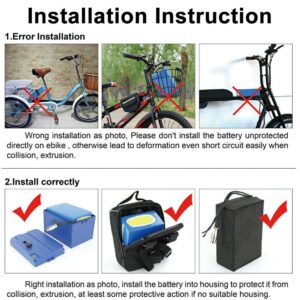 Co-Well Electric Bicycle Battery, 36V 48V 52V 20AH Waterproof PVC Lithium Battery, Ebike Battery Pack with Charger and BMS for 1500W 1200W 1000W 750W 500W Bike Motor Bicycle (52V20AH 1500W)