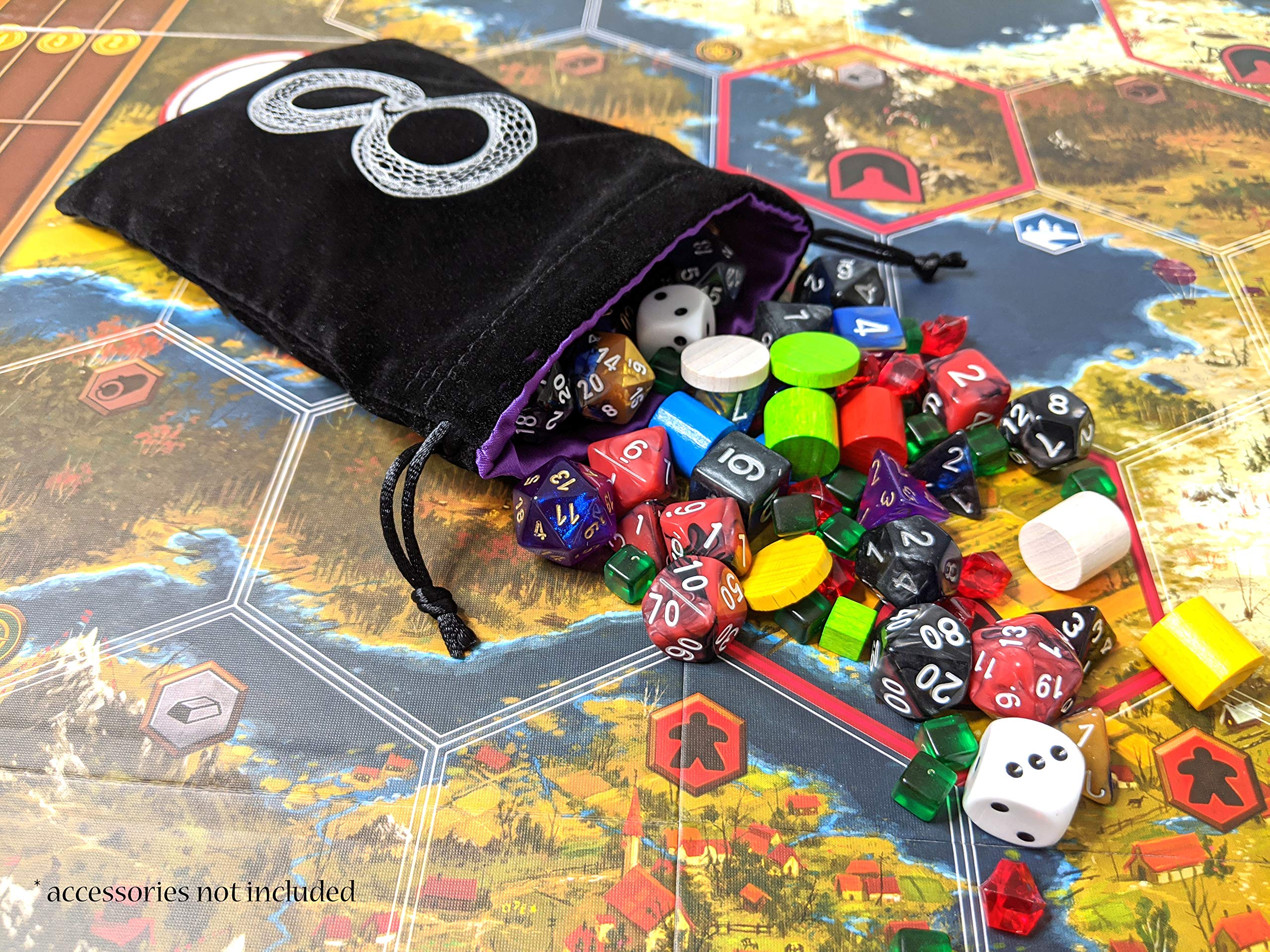 Miriyan Mystical Serpent Tarot & Dice Bag I Velvet & Satin Drawstring Pouch Ideal Size for Tarot Cards & Oracle Cards, DND, D&D, Dungeons and Dragons Accessories, Runes & Jewelry I Travel & Gift Bag