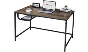 wohomo computer desk 47 inch easy assembly desk with shelves study writing table simple modern home office desk, walnut