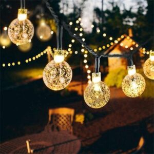 solar string lights, 50 led 23ft 8 modes waterproof string lights outdoor fairy lights globe crystal balls decorative lighting for garden yard home party wedding christmas decoration (warm white)…