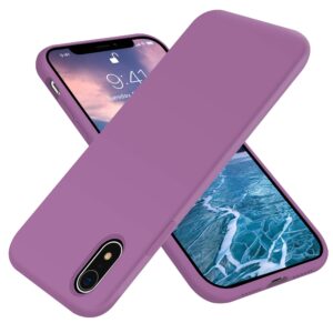 otofly compatible with iphone xr case 6.1 inch,[silky and soft touch series] premium soft liquid silicone rubber full-body protective bumper case for iphone xr (lilac purple)