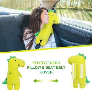 Farochy Car Pillow for Kids - Dinosaur Seat Belt Cover, Car Seat Belt Pillow Kids Car Seatbelt Covers, Vehicle Shoulder Pads, Seatbelt Cushion for Kids, Seat Strap Pillows Kids (Dinosaur)