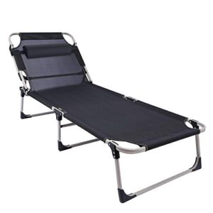redcamp oversized fold up camping cots for adults most comfortable, adjustable 4 position reclining outdoor lounge chairs for outside patio indoor sleeping, black
