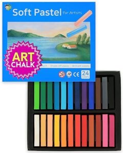 ha shi soft chalk pastels, 24 assorted colors non toxic art supplies, square charcoal, drawing media for artist stick pastel for professional, kids, beauty nail art, pan chalk pastels