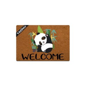 cartoon panda welcome funny doormat custom home living decor housewares rugs and mats state indoor gift ideas washable fabric top 23.6"(w) x 15.7"(l)