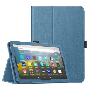 fintie folio case for amazon fire hd 8 & fire hd 8 plus tablet (fits both 12th/10th generation, 2022/2020 release)- slim fit premium vegan leather standing cover with auto sleep/wake, twilight blue