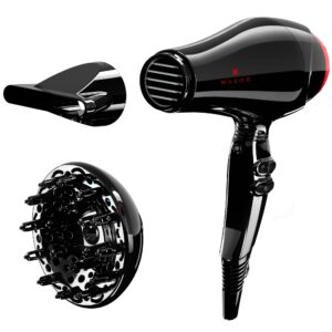 hair dryer fast drying 1875watt solon blow dryer negative ionic with 2 speed & 3 heating ac motor hair blow dryer plus concentrator black pink