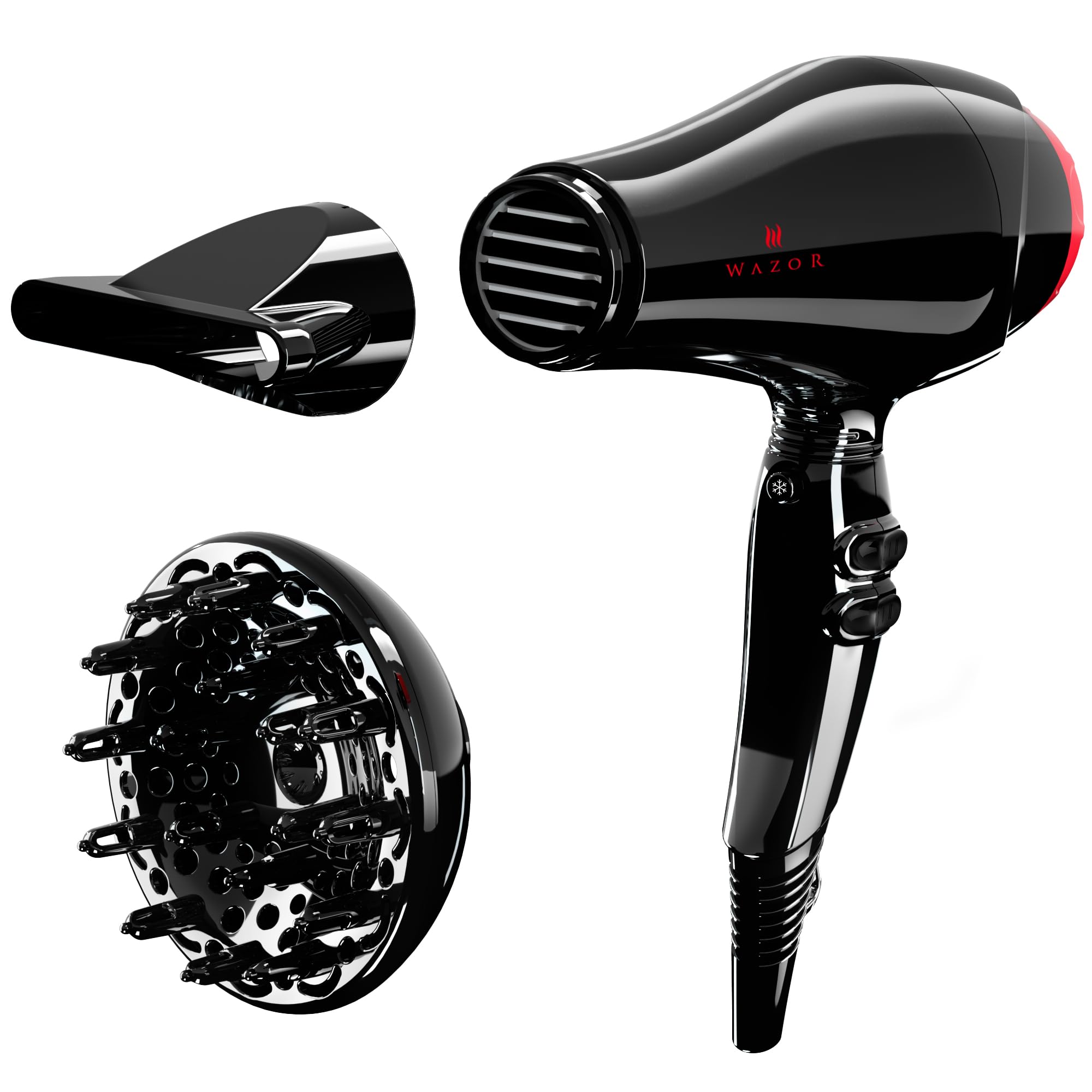 Hair Dryer Fast Drying 1875watt Solon Blow Dryer Negative Ionic with 2 Speed & 3 Heating AC Motor Hair Blow Dryer Plus Concentrator Black Pink