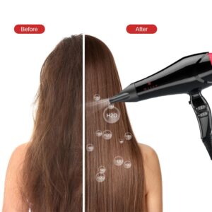 Hair Dryer Fast Drying 1875watt Solon Blow Dryer Negative Ionic with 2 Speed & 3 Heating AC Motor Hair Blow Dryer Plus Concentrator Black Pink