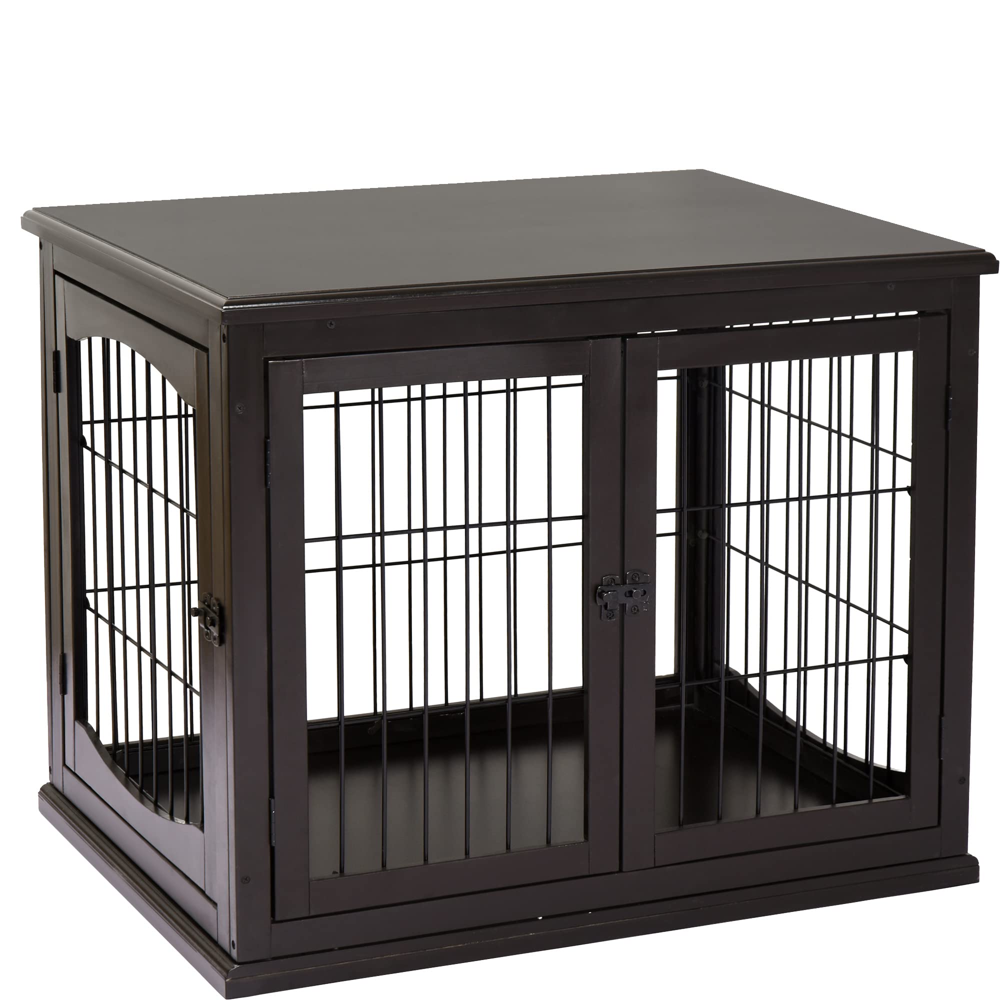 PawHut Dog Crate Furniture, Small Dog Cage End Table with Two Opening Sides, Lockable Door, Puppy Kennel Indoor, Cute and Decorative, Coffee