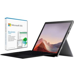microsoft qwu-00001 surface pro 7 12.3 inch touch intel i5-1035g4 8gb/128gb platinum bundle 365 business standard 1 year subscription for 1 user