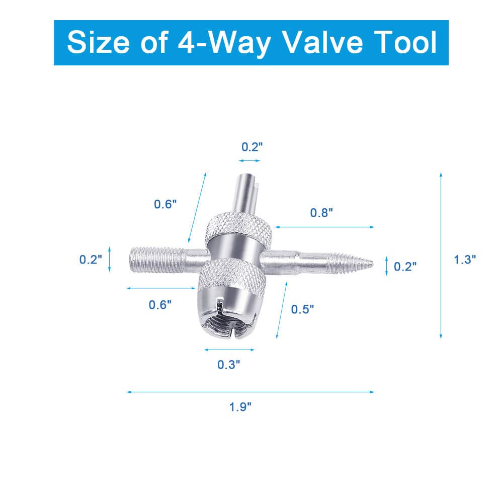 Riseuvo 6Pcs Tire Valve Stem Removal Tool - Single and Double Heads Valve Core Remover, 4-Way Valve Tool Great Tire Repair Tool for Various Valve Cores