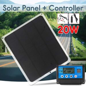 TPSKY Solar Power Charger,Single Crystal Solar Panel,Car Charger,12V 20W Monocrystalline Solar Panel, with SAE Connection Cable Kits,for Car, RV, Boats, Roofs E Kits,for Car, RV, Boats, Roofs